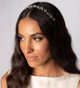 Woman with Flowers and swarovski crystals bridal hairband 